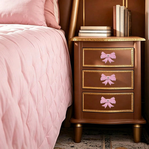 Bedroom dresser with 12 Piece Pink Bow Dresser Knob Set For Cabinets And Drawers Cast Iron Vintage Coquette Girly Drawer Pull Handles