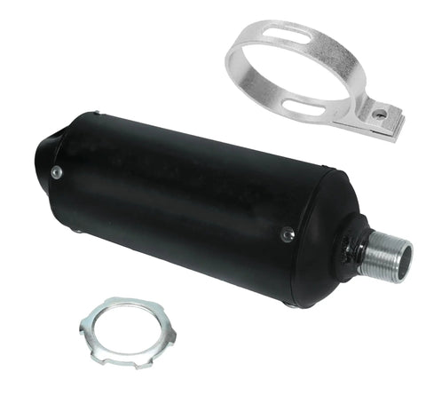 Beefed Up Performance Exhaust Muffler Silencer For Predator 212 196cc GX160 420cc 301cc GX390 mini bike engines, black, with lock ring