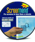 Screenmend Window Screen Repair Kit 1 2 Inch By 80 Inch Roll Silver Gray visible in packaging