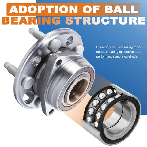 Image of Front Or Rear Wheel Hub Bearing Assembly 5 Lug With ABS Sensor Compatible With Chevy Equinox and Malibu showing ball bearings