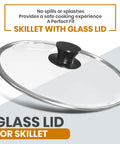 Glass lid for 12 Inch Cast Iron Skillet With Lid Pre Seasoned Chef Pan For Indoor And Outdoor Cooking