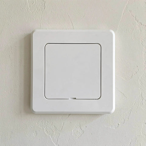 2 Pack Self Adhesive Access Panel For Drywall And Ceilings 4 X 4 Inch Inside Size stylish white panel installed on textured wall.