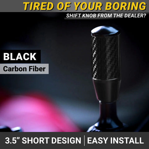 Sick Carbon Fiber Shift Knob With 4 Metal Threaded Adapters For 4 5 6 Speed Manual And Buttonless Automatic Transmissions, close-up view