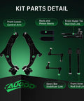 Front End Suspension Kit For Ford Edge 2007-2014 And Lincoln MKX 2007-2015 Includes 2 Lower Control Arms With Ball Joints, 2 Sway Bar Links, And 4 Tie Rod Ends Bolt-On Ready-To-Install, kit parts detail