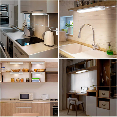 Led Under Cabinet Task Light Plug In 12 Inch Dimmable With 3 Color Temperatures 3000K 4000K 5000K in kitchen and workspace areas