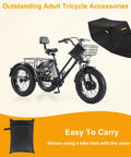 Heavy Duty Tricycle Cover For Adults Weatherproof UV Protection Windproof Snow Resistant Outdoor Shield Black Oxford Cloth Fits 75L X 30W X 44H For 3 Wheel Bikes Mountain Road Cruiser And Some E Bikes on adult tricycle