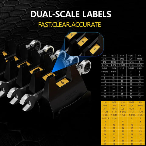 48 Piece Hella Strong Magnetic Modular Wrench Organizer Set With Drawer Storage Rack And Metric Sae Labels Keeps Your Toolkit Slick And Clutter Free Ultimate Gift For Mechanics And Diy Crew