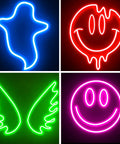 Lit 16.4ft RGB LED Neon Strip Lights With Remote App Control IP65 Waterproof Rope Lights 24V Low Voltage glowing shapes