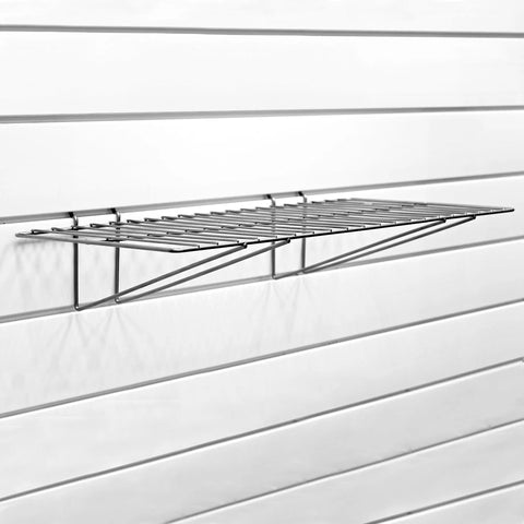 Ventilated Metal Shelf For Slatwall Panels 12x24 Inch 2 Pack Heavy Duty Steel Silver Finish Designed For PVC Slatwall Systems