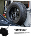No-Fuss Spare Tire Hold-Down Bolt And Mounting Hardware for secure wheel mounting on vehicle, with tire shown
