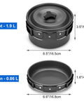 Lightweight Camping Cookware Mess Kit Gear With Pot, Pan, Kettle, Two Cups And Utensils For Backpacking, Hiking, And Picnics