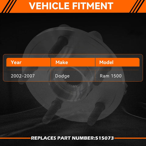 Front Wheel Hub Bearing Assembly 515073 For Dodge Ram 1500 2002 2007 Front Left Or Right 5 Lug With ABS Replacement