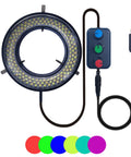 USB 5V 2A 144 RGB LED Ring Light For Microscope Illumination, Color Adjustable Lamp For Monocular, Binocular, Trinocular, And Stereo Microscope Cameras, Easy USB Plug In, Industry Grade Lighting For Sharp Macro Details.