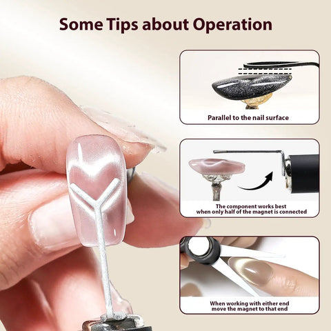 Using Cat Eye Nail Magnet Set 3 In 1 Cylinder Magnet Kit With Ball Magnets Magnetic Nail Art Pen and Guides for nail designs