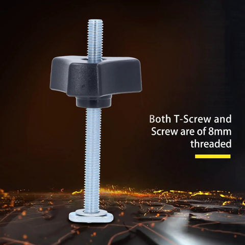 Stainless Steel T Track Knobs Kit With M8x100mm Threaded Bolts, Nuts And Washers for Pro Grade Heavy Duty Woodworking Jigs