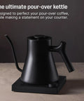 Gooseneck Pour Over Coffee Kettle With Precise Temperature Control Quick Heat Up Brew Timer And Scheduling Stainless Steel Matte Black on counter