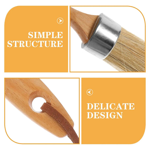 Top view of Two Piece Wood Handle Paint Brush Set With Oval Synthetic Bristles For Deck Stain On Wood, showing simple structure and design.