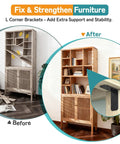 Before and after using Heavy Duty Steel L Bracket 3x3x1.2 Right Angle Corner Brace for stabilization of wooden furniture.