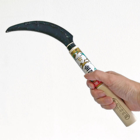 Hand Forged Sickle With 12.8 Inch Total Length And 6.1 Inch Blade Reinforced Backing Hand Made Craftsmanship A Rugged All Around Harvest Tool held