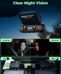 4 Channel Dash Cam With 360 View And 1080P Front Rear Inside Left Right Cameras, Night Vision Demo with IR LED on and off