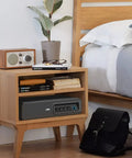 Biometric Gun Safe For Two Pistols, Slide Away Drawer Safe With Grab-And-Go Quick Access Biometric Scanner in bedroom setup