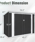 Dimensions of 5.8x3.3 Ft Outdoor Storage Shed With Steel Frame Galvanized Metal Construction and Black Finish