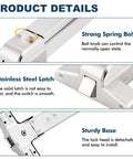 Heavy Duty Stainless Steel Panic Bar Exit Device product details showing spring bolt, stainless steel latch, and sturdy base