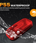 Red 3.9 Inch LED Side Marker Light For Automotive Front And Rear Clearance Indicator showing waterproof design with water splashes