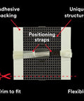 High Strength Large Hole Drywall Repair Kit Includes Spackling Compound 12 Oz Spreader Sanding Sponge Hole Repair Plate And Tape Angled Sponge No Shrinking Cracking Or Sagging Repairs Five Times Faster For 3 To 5 Inch Wall Holes So You Fix It Fast adhesive backing and positioning straps visible