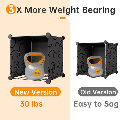 Comparison of new and old 20 Cube Portable Storage Organizer Set with 14 By 14 Inch Large Cube Shelves for durability.
