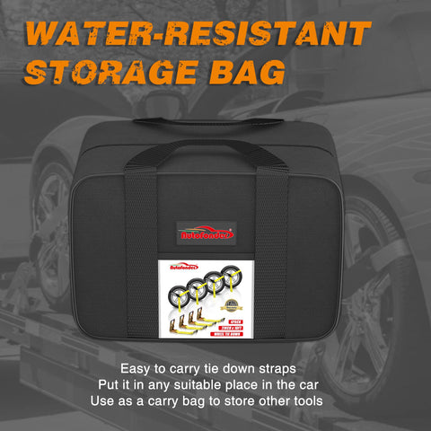 Heavy Duty Car Tie Down Straps With Flat Hooks 10000 Lb Break Strength storage bag with product image on display