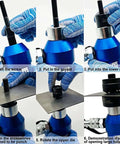Installation steps of Portable Hydraulic Knockout Hole Punch Driver Kit for Half Inch to Two Inch Conduit and Metal Sheet Cutting.