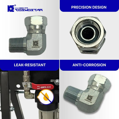 3/8 Inch NPTF Male X 3/8 Inch NPSM Pipe Swivel Elbow 90 Degree Hydraulic Adapter For Hoses And Valves Carbon Steel With Zinc Plating in use