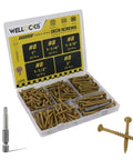 Deck Screws Kit 150 Pcs Tan Assortment With T25 Bit For Pressure Treated Lumber And Composite Decking, Rust Resistant Carbon Steel, Salt Spray Tested Over 1000 Hours, Heavy Duty Outdoor Fasteners in assorted sizes with bit
