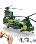 Remote Control Military Helicopter Building Blocks Set With Realistic Tandem Rotor Design RC Aircraft Model for adults and teens.