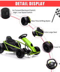 Kids 24V Electric Go Kart With Dual 300W Motors, 9Ah Battery, 8 MPH Rad Drift Power, green frame, extra large seat
