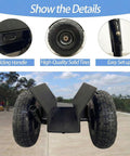 All Terrain Heavy Duty Panel Dolly With 1000 Lb Capacity showing folding handle, 10 inch solid tire, and adjustable height details
