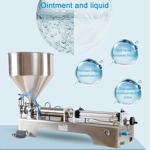 Built Tough Pneumatic Bottle Filler For Thick Liquids And Paste Stainless Steel single head with funnel for precise filling.