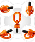 2 Pcs Eye Bolt M10 X 19 Universal Swivel Hoist Rings 360 Degree Rotation in orange alloy steel, various angles