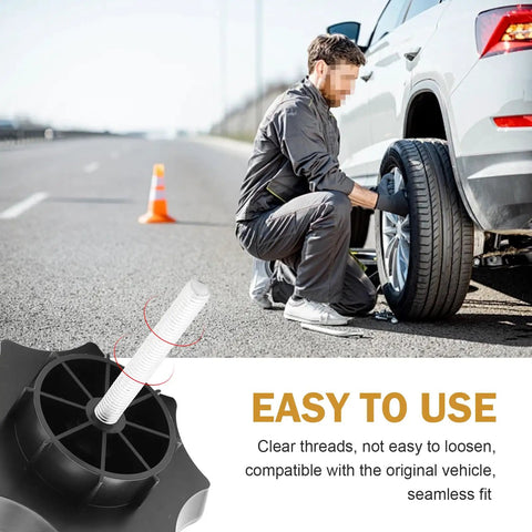 Man using VW Spare Tire Clamp Bolt And Holder Retainer For OEM 18D803899 Replacement with car on roadside