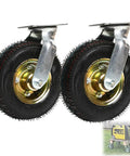 Top Shelf Heavy Duty Pneumatic Rubber Casters And Solid Wheels delivering shock absorption, featuring 10-inch black rubber tires with metal mounts.