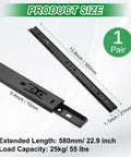 Heavy Duty Soft Close Drawer Slides For Cabinets And Kitchen Drawers, Full Extension Ball Bearing Runners Black 13.8 Inch with dimensions.