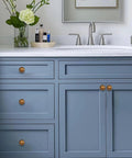 10 Pack Antique Brass Cabinet Knobs And Heavy Duty Bifold Closet Door Handles Top Shelf Drawer Hardware Built Tough As Nails For Wooden Dressers And Double Doors on blue bathroom cabinets.