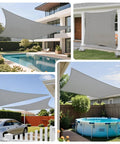Collage of Sun Shade Sail 16x20 Rectangle Permeable Shade Cloth For Outdoor Patio Garden Pergola Backyard Deck Breathable HDPE