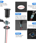 Installation steps for Upgraded Quad Port 12V USB Outlet Aluminum Car Charger With 78W Dual PD USB C And QC Fast Charge.