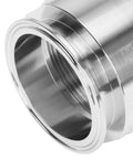 Close-up of 3 Inch Tri Clamp Adapter To 3 Inch FNPT Ferrule Sanitary Pipe Fitting Pro Grade Stainless Steel 304