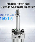 Industrial Pneumatic Cylinder 63mm Bore, 800mm Stroke, Double Acting, PT3/8 Port, M16x1.5 Piston Port