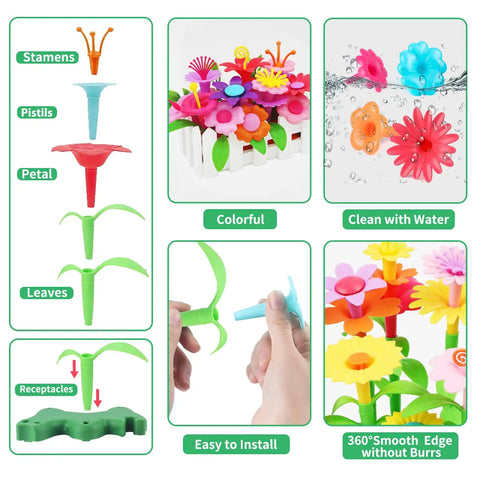 Parts of Flower Garden Building Toy Set For Toddlers And Preschoolers A STEM Educational Activity Gift With Storage Box