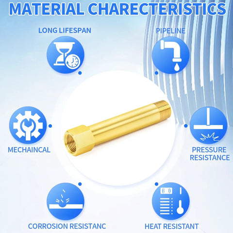 Brass Pipe Fitting Long Nipple One Eighth NPT Male to One Eighth NPT Female Four Inch Length Two Pack features and characteristics