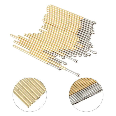 100 Piece P100 E2 Spring Test Probes Kit With Tapered Head Brass 1.5mm Contact Pins For PCB Testing Durable 3A Current Rating And 50m Ohm Resistance Ideal For Conduction Checks And Component Contact
